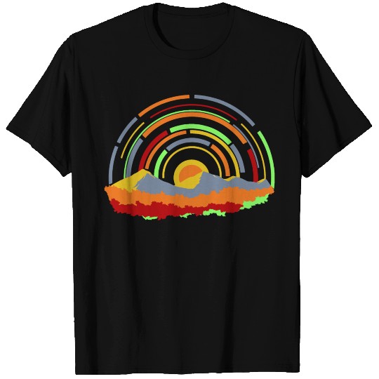 Retro Sun Rays On The Mountain Horizon T Shirts
