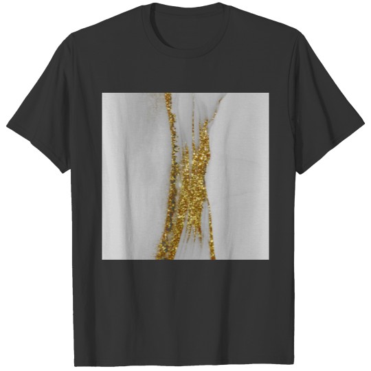 White Grey Marble Gold Glitter Texture Pattern T-shirt