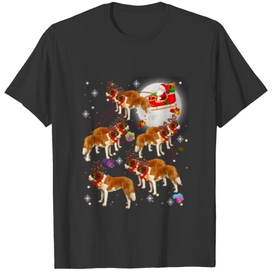 Christmas Cute Santa Claus Riding Saint Bernard T Shirts