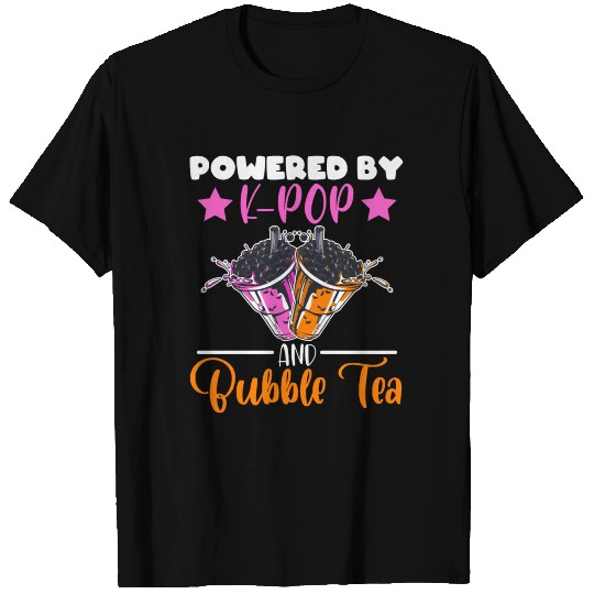 Powered By Kpop And Bubble Tea Simple Music Top T Shirts
