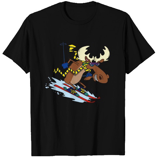 Funny Moose Skiing T Shirts