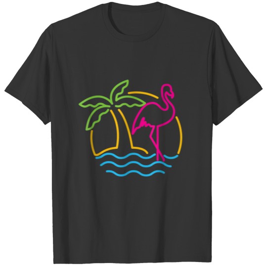 80s Vintage Miami Retro Neon Pink Flamingo T Shirts