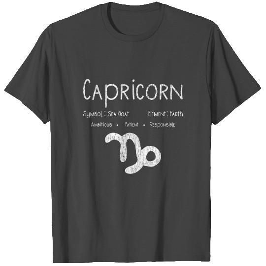 distressed capricorn symbol zodiac sign birthday T Shirts
