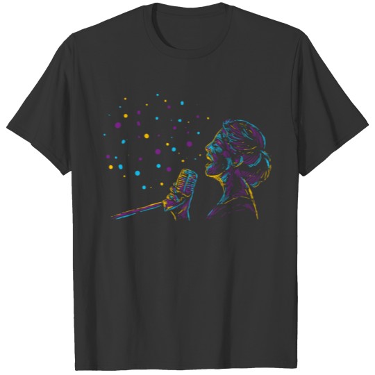 Colorful Abstract Art Singing Woman Band Musician T Shirts