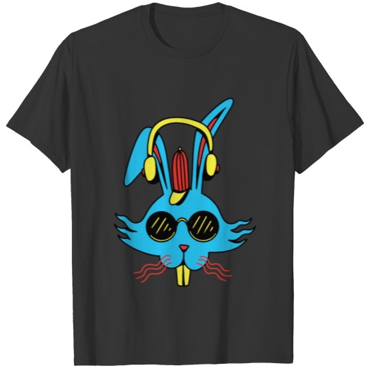 Cartoon bunny with headphones and sunglasses T-shirt