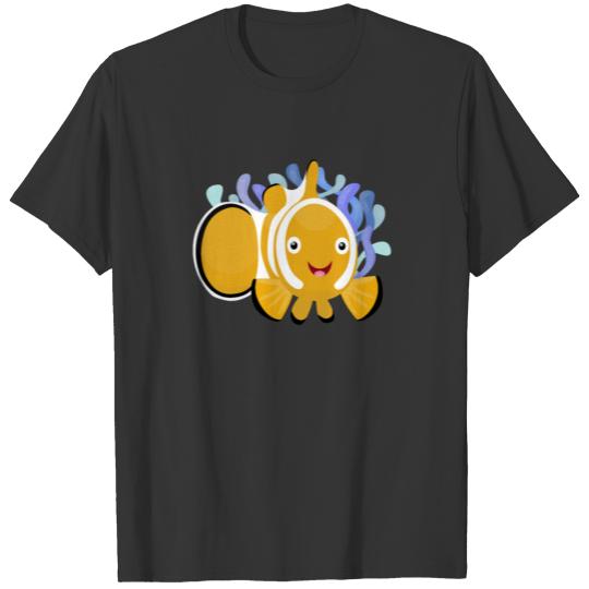 Cute happy clownfish anenome cartoon T-shirt