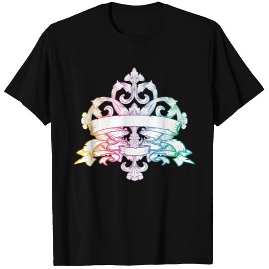 colorful shimmering baroque ornament with banner T Shirts