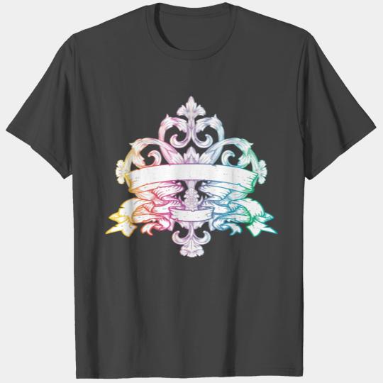 colorful shimmering baroque ornament with banner T Shirts