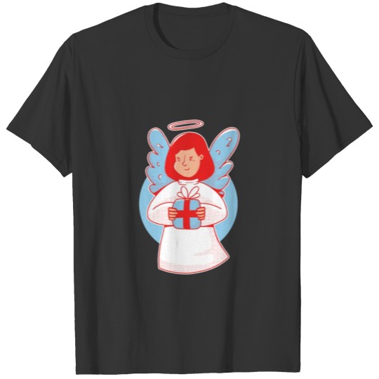 Christmas cartoon angel with gift T Shirts