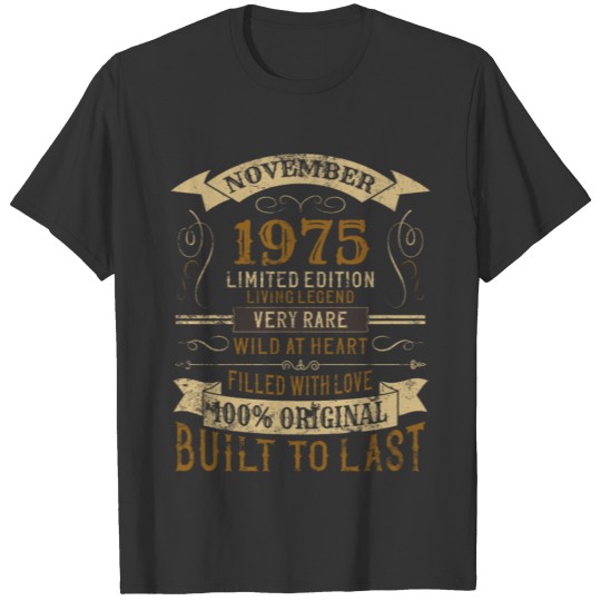 November 1975 45th birthday Vintage Limited T-shirt