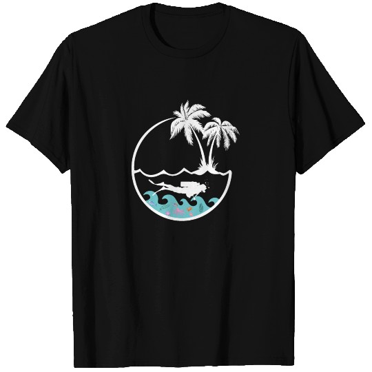 scuba diving Dive T Shirts Swim Retro Vintage Sunset