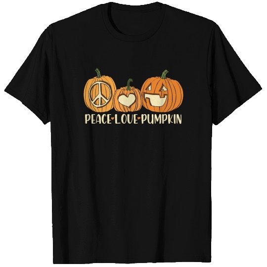 Peace Love Pumpkin Halloween T Shirts