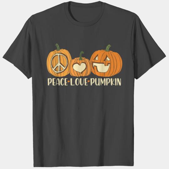 Peace Love Pumpkin Halloween T Shirts