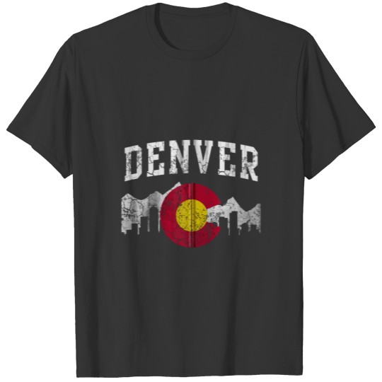 Denver Colorado Flag Skyline Zip Up Hooded Zip Gif T Shirts