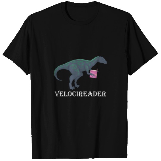 Funny Velociraptor Dinosaur Book Reading Bookworm T Shirts