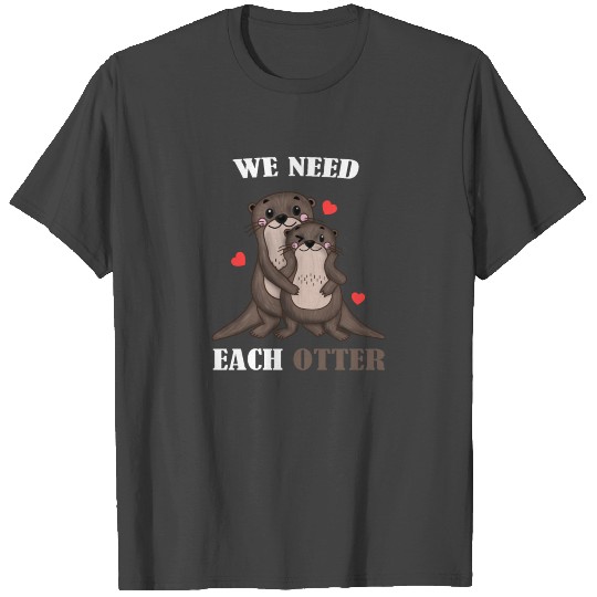 Otter Ferret Valentines Day Marten Love Hugging T Shirts