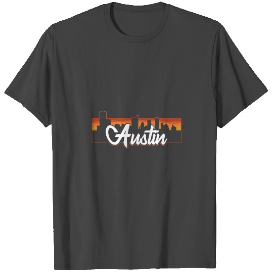 Vintage Style Retro Austin Texas Sunset Skyline Gi T Shirts