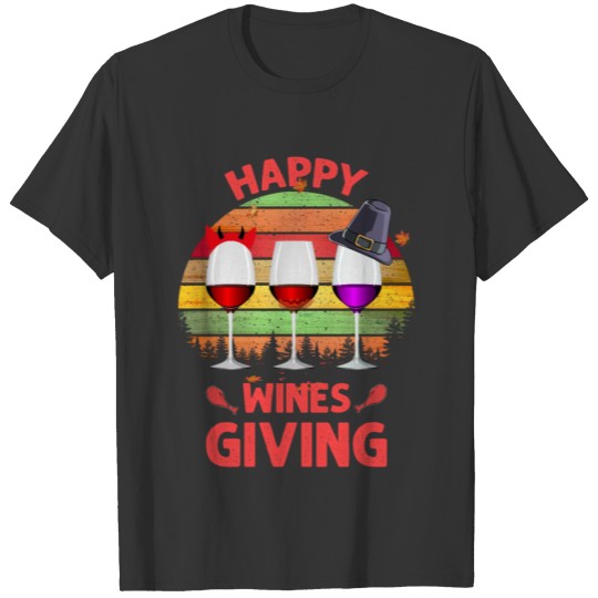 Retro Vintage Happy Winesgiving Tshirt for Men T-shirt