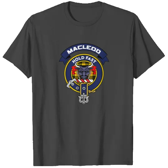 Scottish Tartan Macleod Clan Badge T Shirts Long Sl