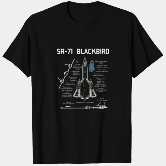 Sr-71 Blackbird Specs T Shirts-Sr-71 Blackbird