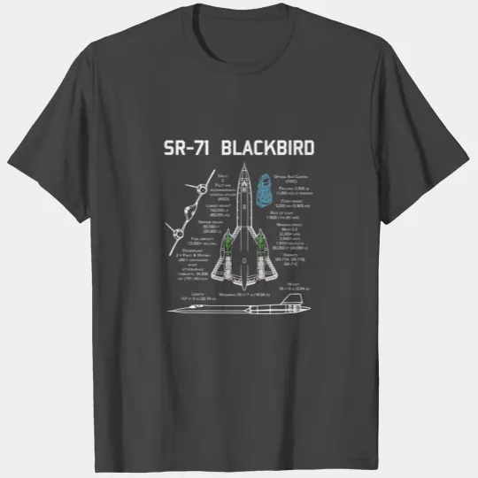 Sr-71 Blackbird Specs T Shirts-Sr-71 Blackbird