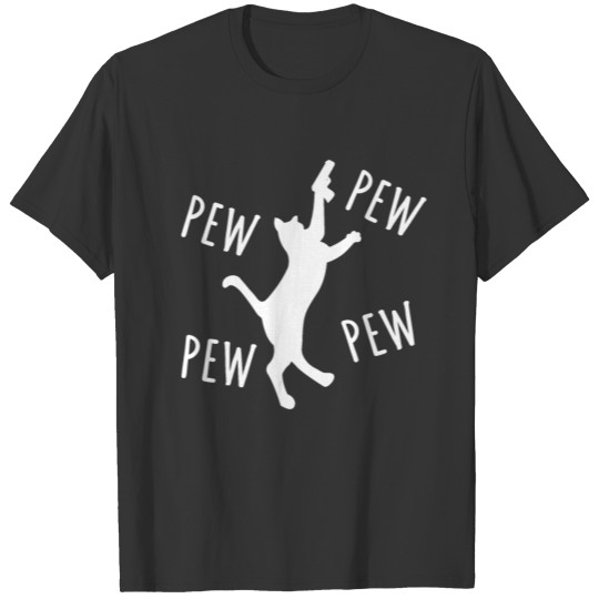 Funny shooting cat pew T-shirt