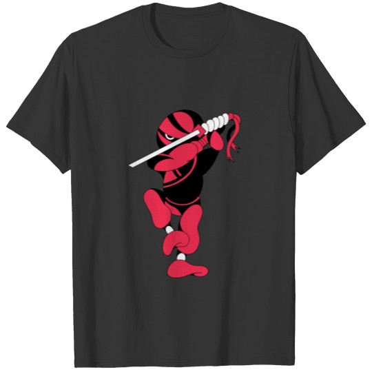 Ninja cartoon ninja kid with sword T-shirt