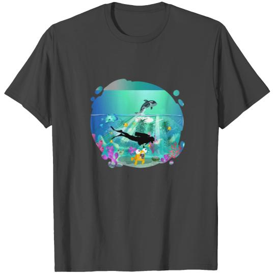 scuba diving Dive Swim Orca Vintage Retro Style T Shirts