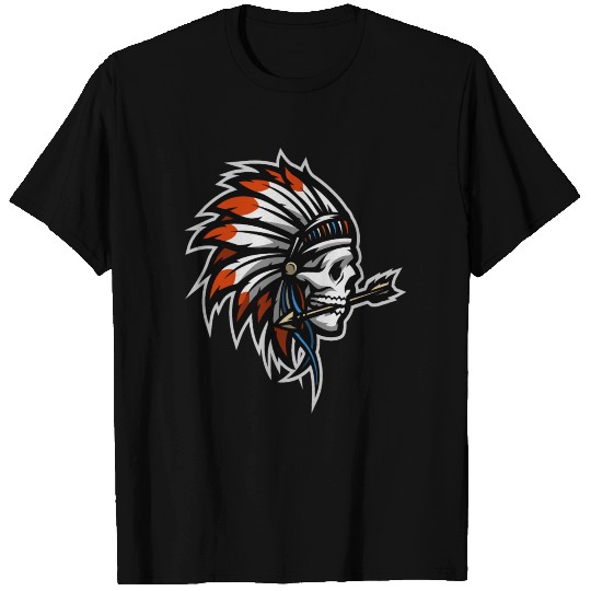 Native American Indian Headdress Skull T Shirts