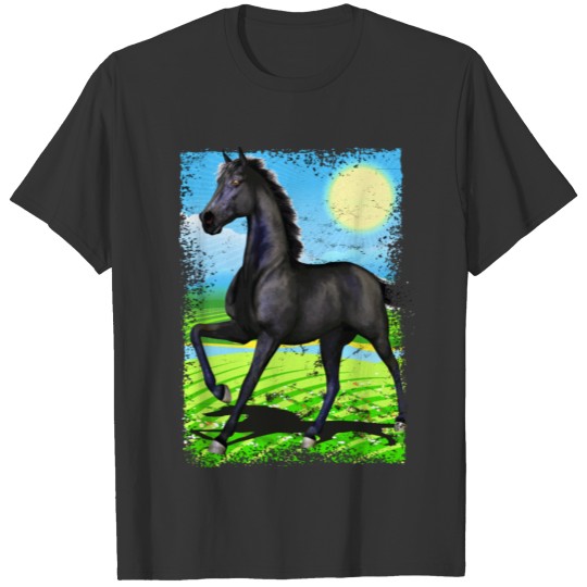 Black Horse | Horseriding | Horse riding Stallion T Shirts