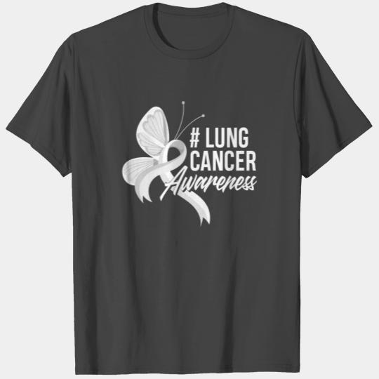 Lung Cancer Awareness White Ribbon Cancer Survivor T Shirts