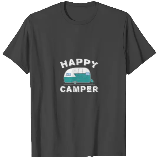 Distressed Happy Camper Vintage RV Trailer Camper T Shirts