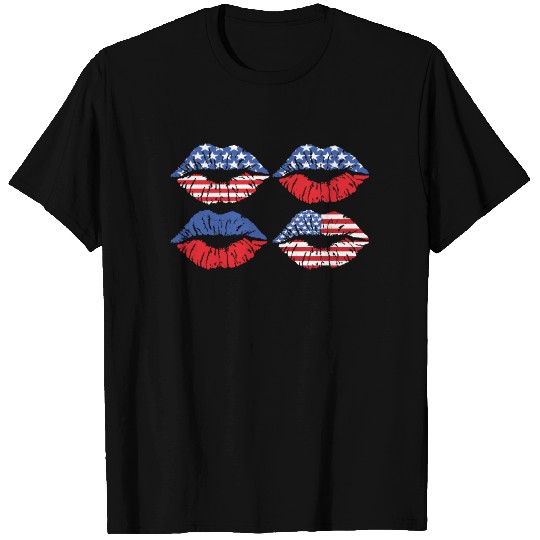 Flag Lips bundle red white and blue lip T Shirts