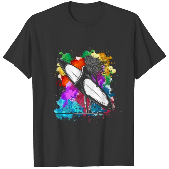 Colorful Surfboard Girl Holiday Water Sports Lover T-shirt