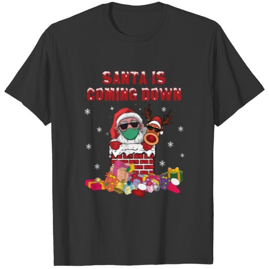 Santa coming down Chimney with Christmas gifts T-shirt