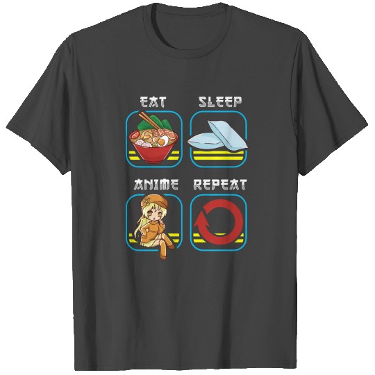 Eat Sleep Anime Repeat Cute Anime Obsessed T Shirts