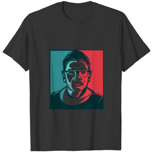 Ruth Bader Ginsberg red and blue portrait T-shirt