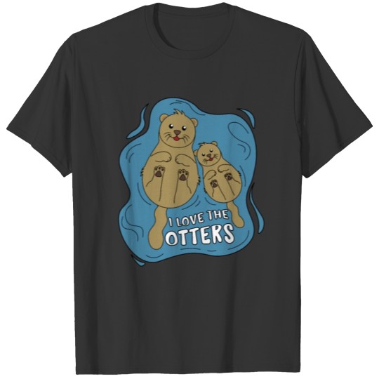 Otter family otter baby love cuddling cute happy T-shirt