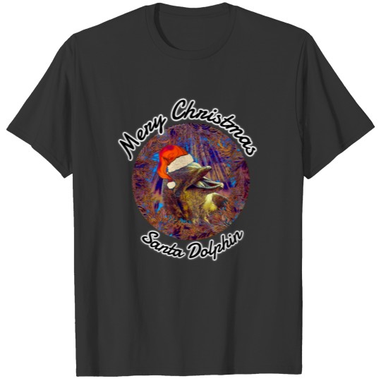 Merry Christmas Santa Dolphin Pop Art T Shirts