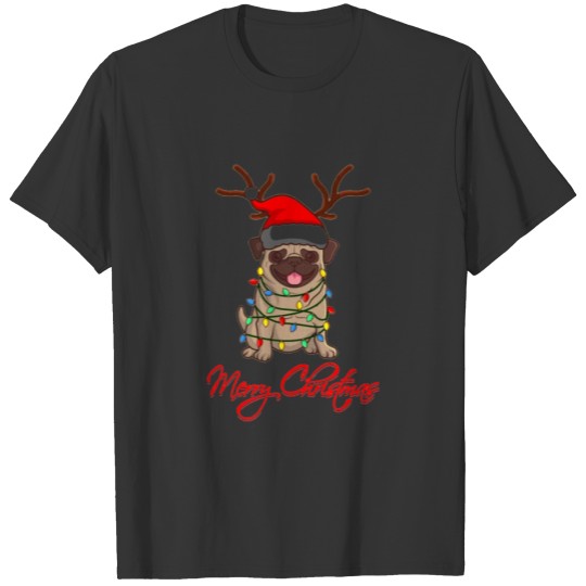 PUG MERRY WOOFMAS Dog Pug Gifts Pug Lovers T-shirt