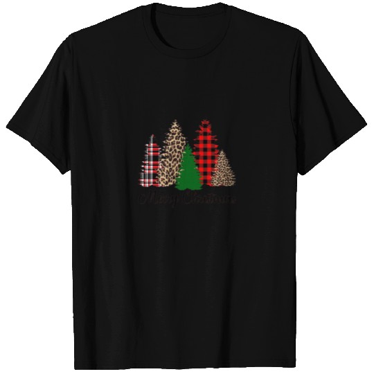 Mixed Patterns Christmas Trees Animal Print Tree T Shirts