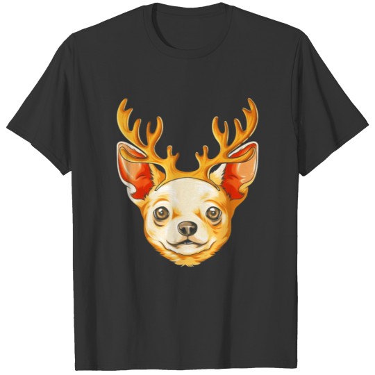 Chihuahua Reindeer Antlers Christmas Chihuahua T Shirts