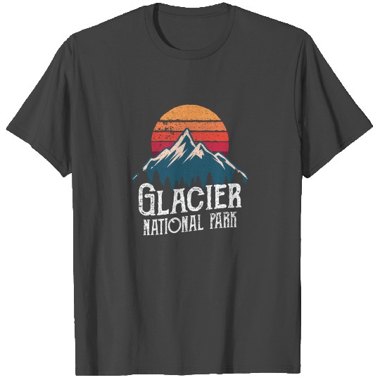 Retro Glacier National Park Montana Mountain Sweat T Shirts