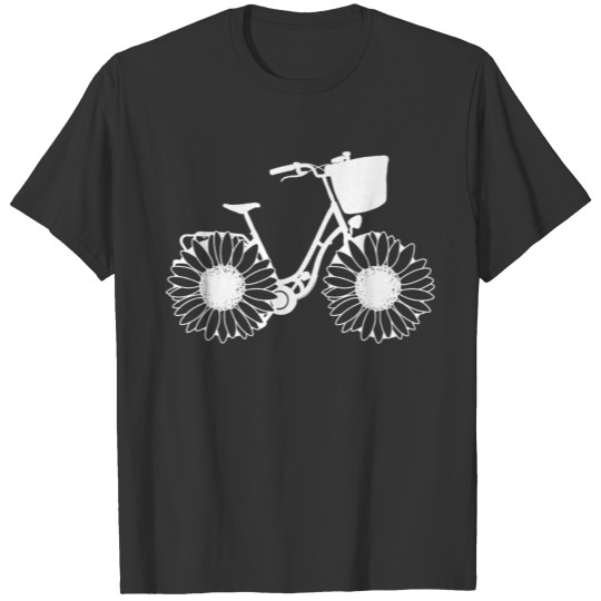 Ladies bicycle with sunflowers as wheels T-shirt