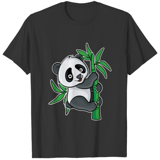 Cute Panda climbing onbamboo T-shirt