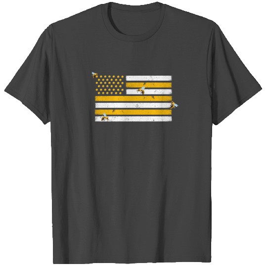 Patriotic American Flag Honeycomb Beekeeper Honey T Shirts