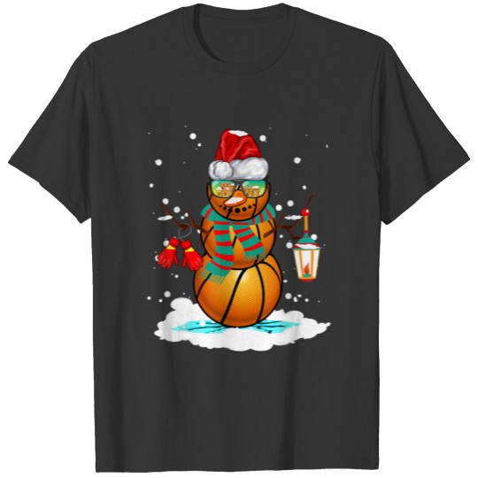 Basketball Snowman Santa Hat Sunglasses Christmas T Shirts