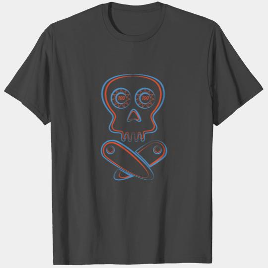 Retro Pinball Player Skull Design T Shirts
