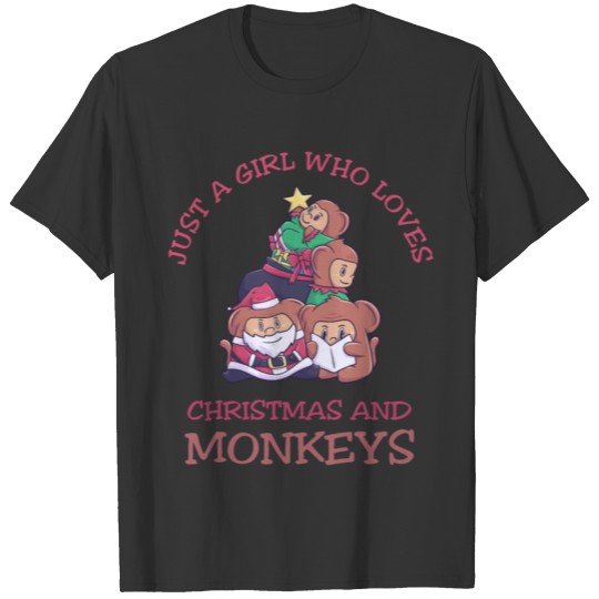 Just A Girl Who Loves Monkeys Christmas T-shirt