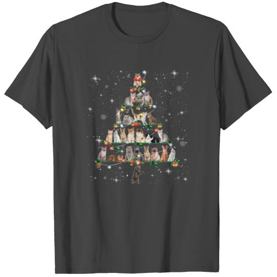 Funny Cats Christmas Tree Gifts For Cat Lover T Shirts